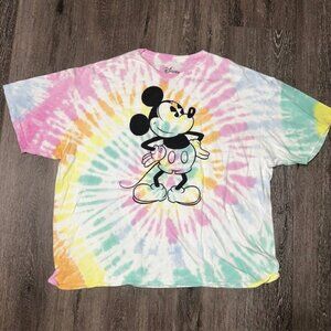 Disney Mickey Mouse Shirt Women's Short Sleeve Tie-Dye XXXL 3XL
